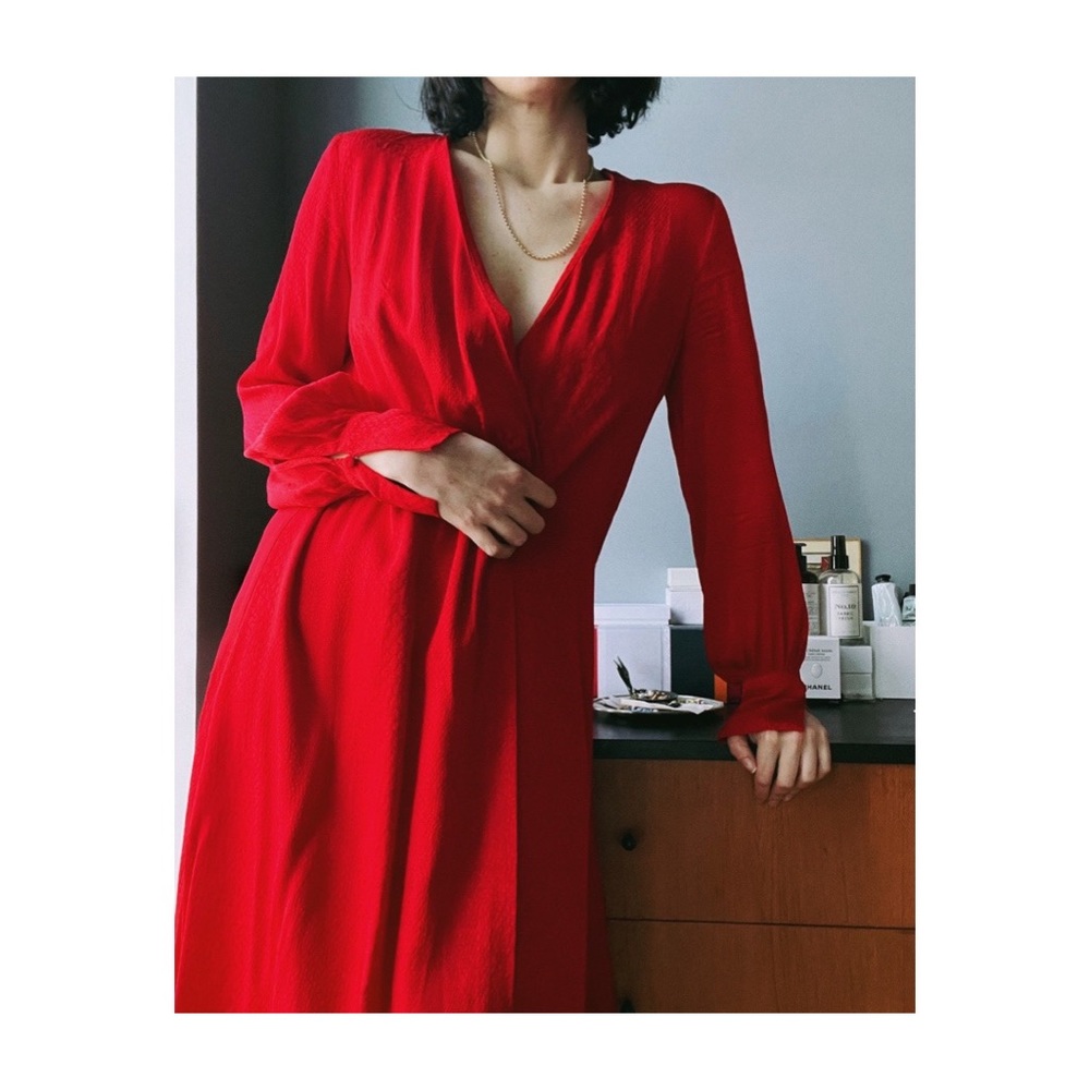 HM Vintage Style Red Textured Dress